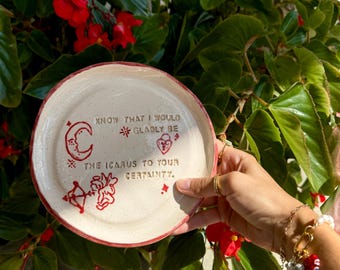 Hoizer Inspired Plates, Handmade ceramic, red pottery, handmade small dessert plates -handmade plates-cute plates, ceramic speckled, mug