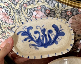 Handmade Ceramic Soap Dish with Two Natrual Local Made Soap: Rustic Stoneware Tray, Gifts for Her, Christmas Gifts, Trinket Dish