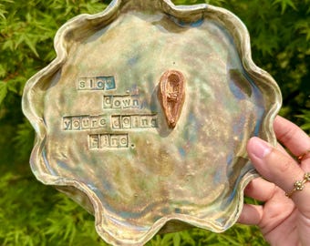 Cottagecore Slow living Lake Plate, Handmade ceramic, pottery, slow living -handmade cute mugs, ceramic speckled, mugs, nature gift