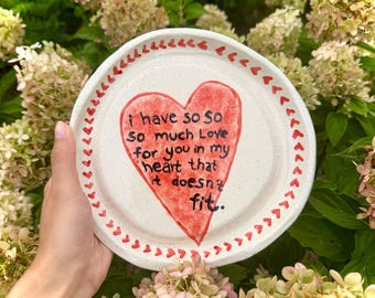 Love Inspired Plates, Handmade ceramic, red pottery, handmade small dessert plates -handmade plates-cute plates, ceramic speckled, mug