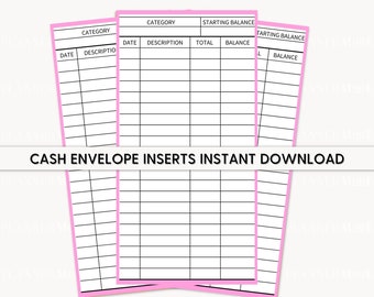 Cash Envelope Inserts, Cash Envelope Inserts, Cash Insert, Printable Envelope Inserts, Budget Template, Budget Binder Insert