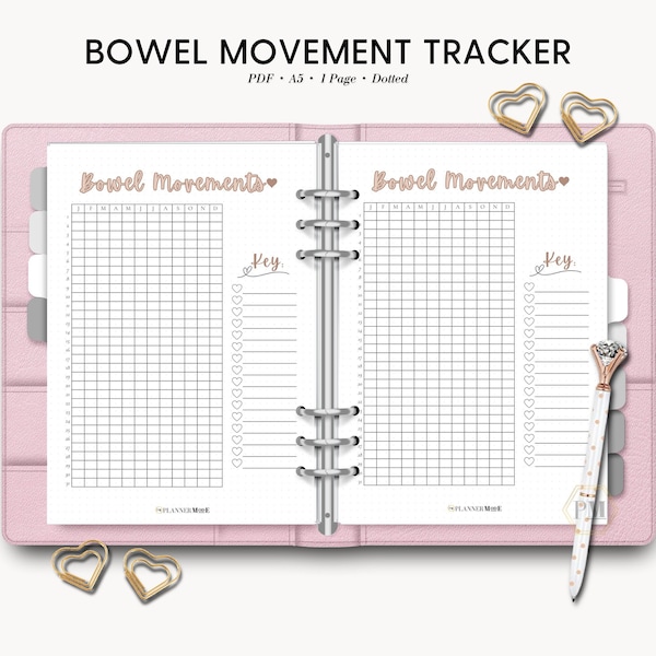 Bowel Movement Tracker, Poop Tracker, Health Tracker, IBS Tracker, A5 Dot Journal, Journal Page