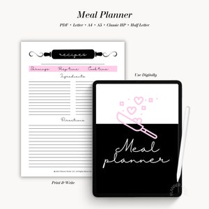 Afdrukbare maaltijdplanner | Weekmenu, pdf | Organisator boodschappenlijst | Planner Gezond eten | Gezinsmaaltijden