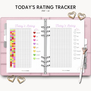 Daily Rating, Rate My Day, Mood Tracker, Daily Overview, Printable A5 Dot Journal, Journal Page, Dot Journal