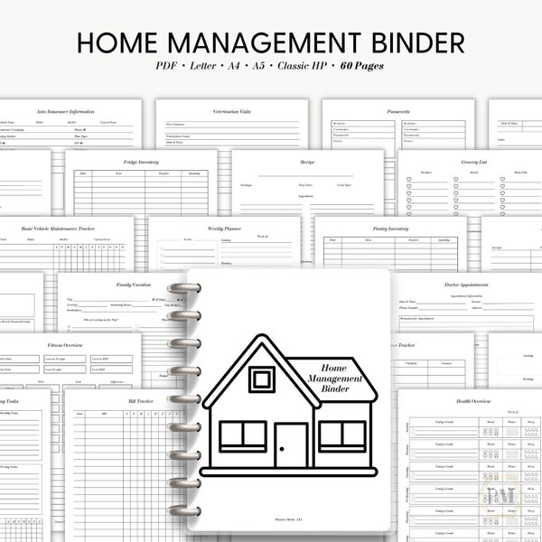 Household Binder, Home Management Binder, Home Binder, Family Household Binder, Life Organizer, Household Planner Printable, Home Organizer