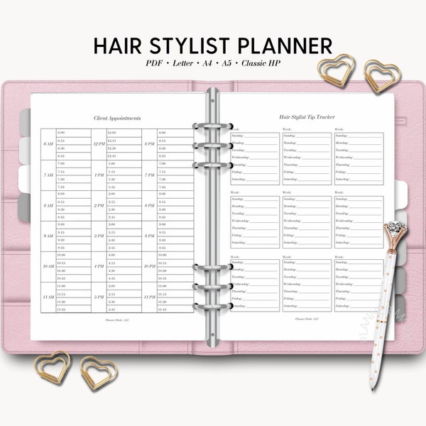 Hair Stylist Planner Printable, Hair Salon Business Owner, Hair Client Tracker, Beauty Salon, Hairstylist Appointment Book, Beautician