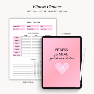 Printable Fitness Planner, Workout Log, 30 Day Challenge, Fitness Challenge