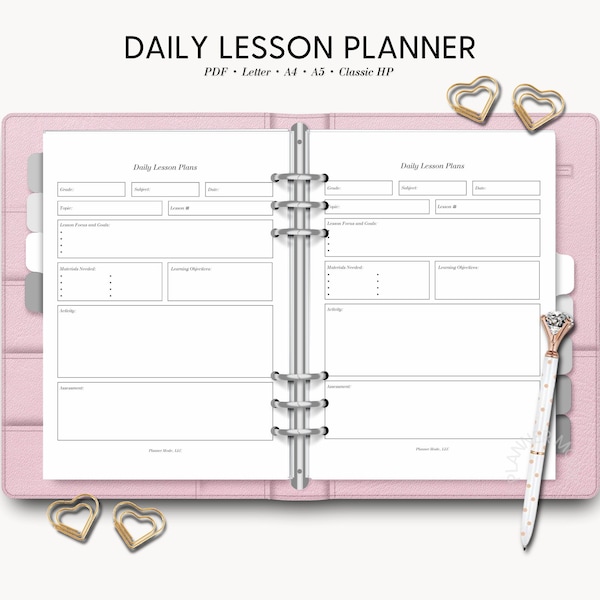 Daily Lesson Planner, Lesson Plan Template, Lesson Planner Printable, Homeschool Teacher Planner, Teacher Template, Academic Schedule