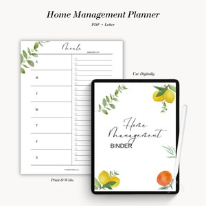 Home binder printable, family printable, home organization system, home planner, household routine chart