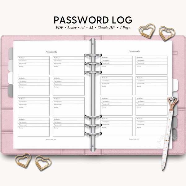 Password Log, Password Tracker, Password Keeper, Password Template Printable, Account Logins, Password Manager, Website Logins