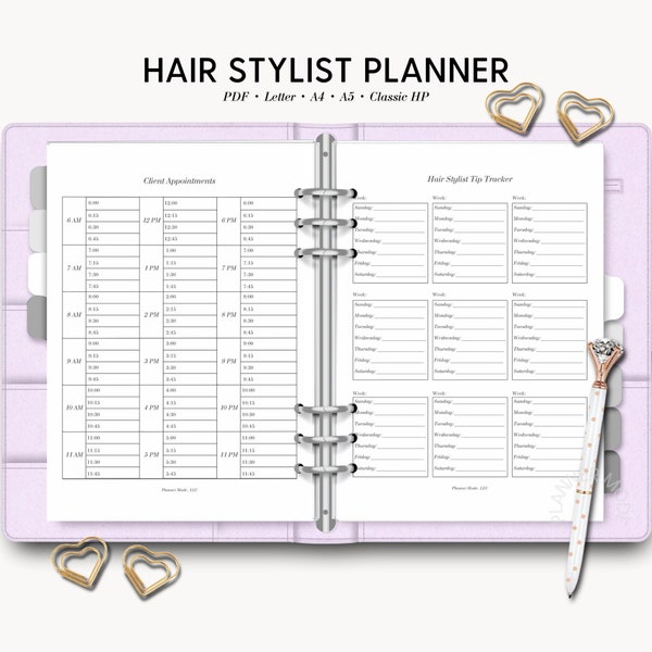 Hair Stylist Planner, Hair Salon Business Owner, Hair Client Tracker, Beauty Salon, Hairstylist Appointment Book, Freelance Beautician