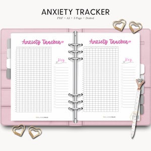 Anxiety Symptoms Tracker, Mood Tracker, Anxiety Page, Mental Health Tracker, Trigger Processing, PTSD Tracker, Nervous Tracker, A5 Journal