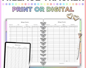 Printable Mileage Tracker: Fuel Cost, Trip Log (Letter, A4, A5, HP Classic) (Digital Download)