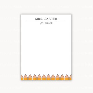 Pencil Teacher Stationery, Office Notepad, Personalized Stationery, Writing Pad, Printable Teacher Template, Teacher Gift, Editable | T22