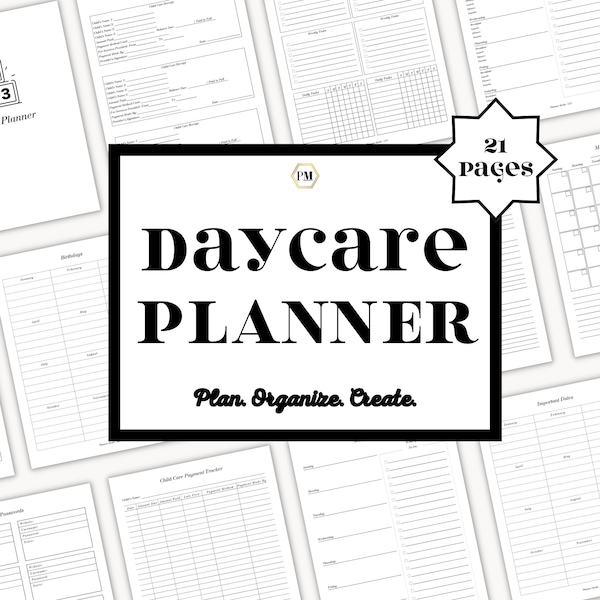 Daycare Planner, Child Care Planner, Daycare Forms, Home Daycare, Daycare Business, Preschool Planner, Digital Download