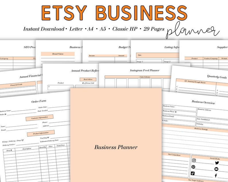 Etsy Business Planner, Printable Business Planner, Digital Etsy Planner ...