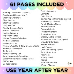 Home Management Binder: Household Planner Printable, Home Management Printable, Budget, Organization, Health, Cleaning, Cooking, Auto image 2