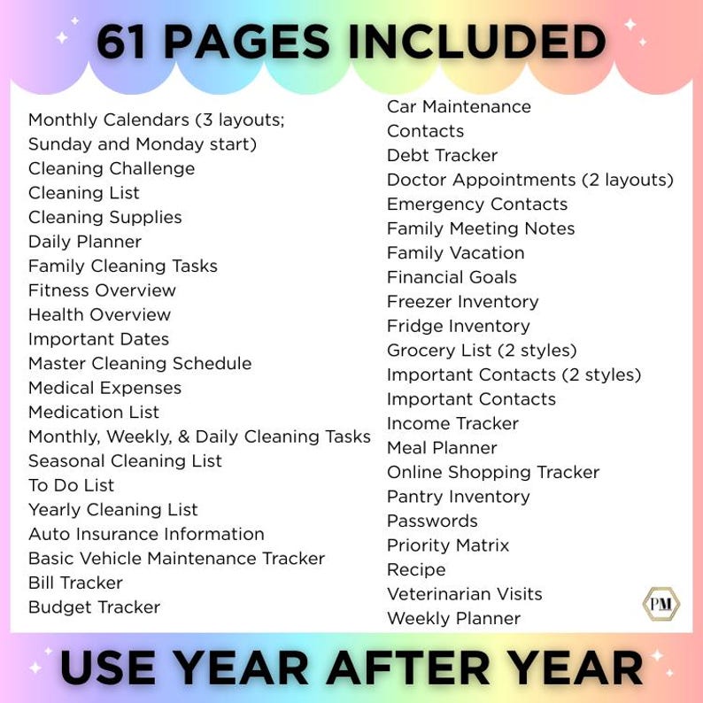 Home Management Binder: Household Planner Printable, Home Management Printable, Budget, Organization, Health, Cleaning, Cooking, Auto image 2