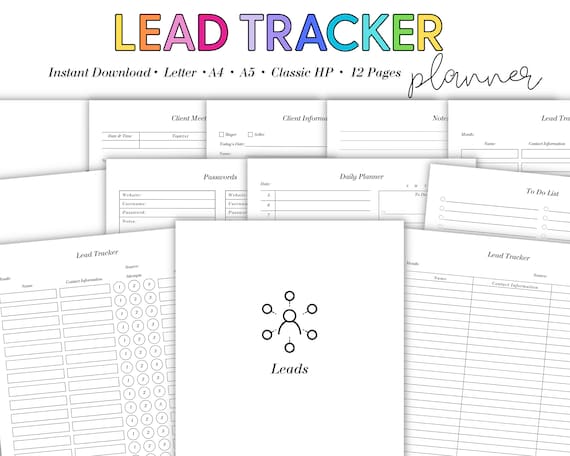 Lead Tracker, Real Estate Leads, Call Log, Tracking Leads and Referrals, Sales Call Log, Call Follow Up, Cold Call Tracker, Client Meeting