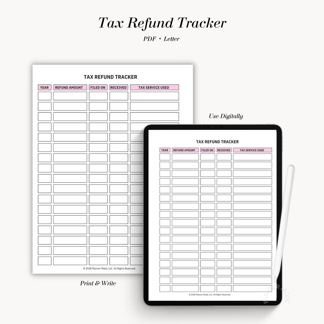 Tax Refund Tracker, Printable Tax Prep, Tax Form, Tax Printable, Tax
