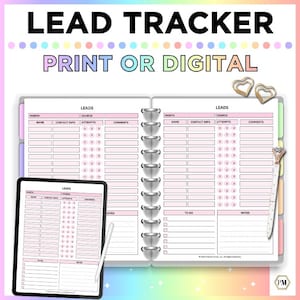 Lead Tracker stampabile: registro chiamate, follow-up (formato lettera) (download digitale)