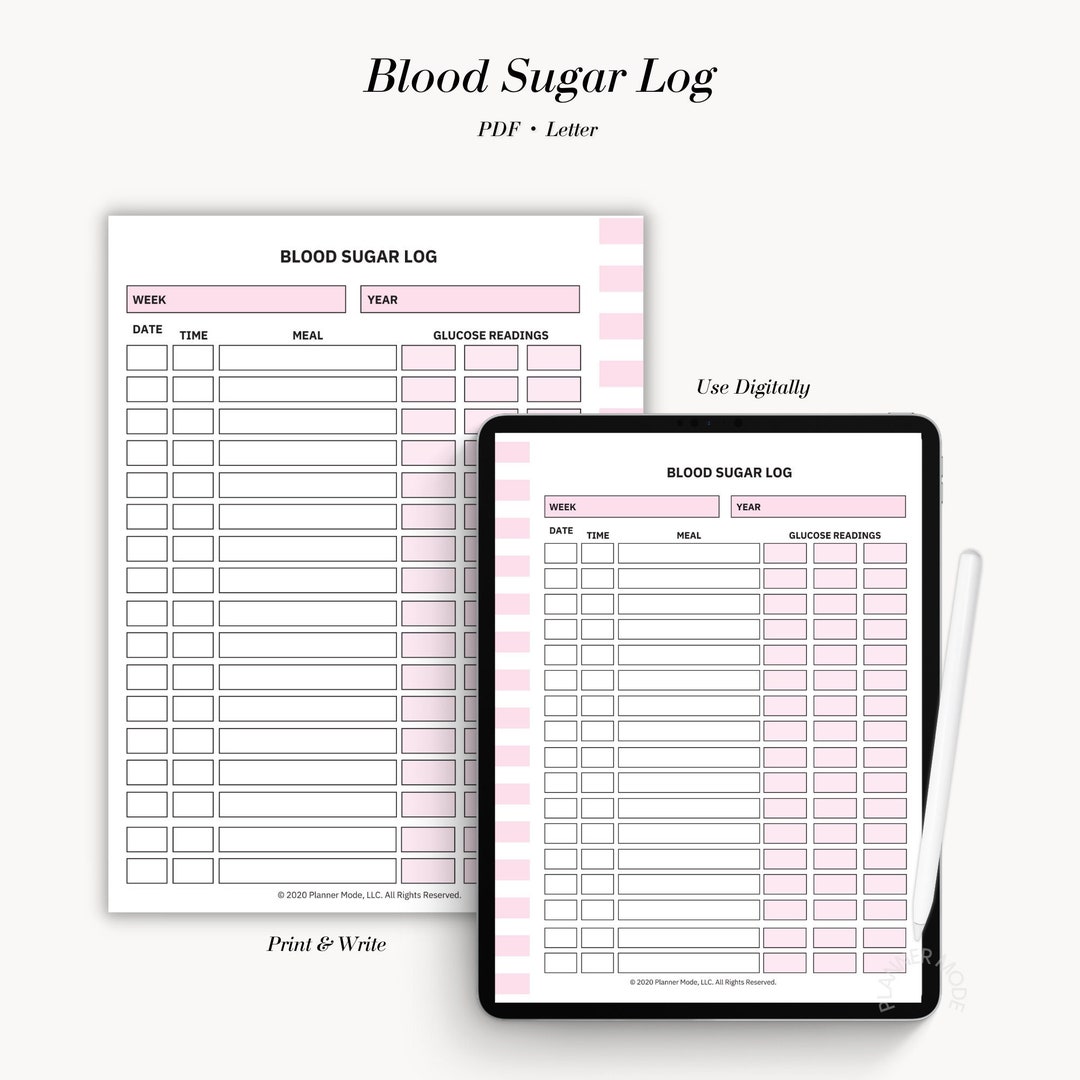 Blood Sugar Tracker Printable | Diabetes Log PDF | Glucose Monitoring ...