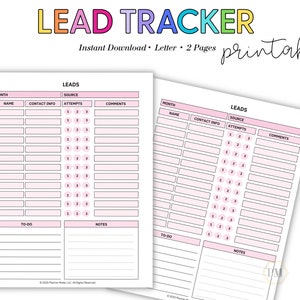 Client Lead Tracker, Real Estate Lead, Call Log, Follow Up Printable, Direct Sales Leads, Business Leads