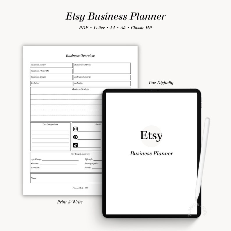 Etsy Business Planner Printable Business Planner Digital - Etsy