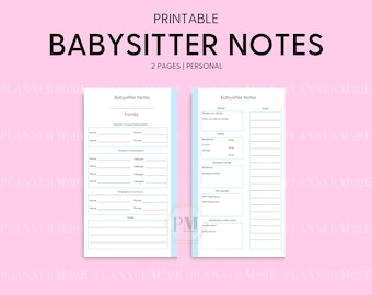 Printable Template Babysitter - Etsy