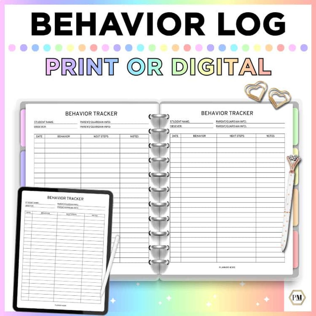 Behavior Tracker, Student Behavior Log, Classroom Behavior Observations ...