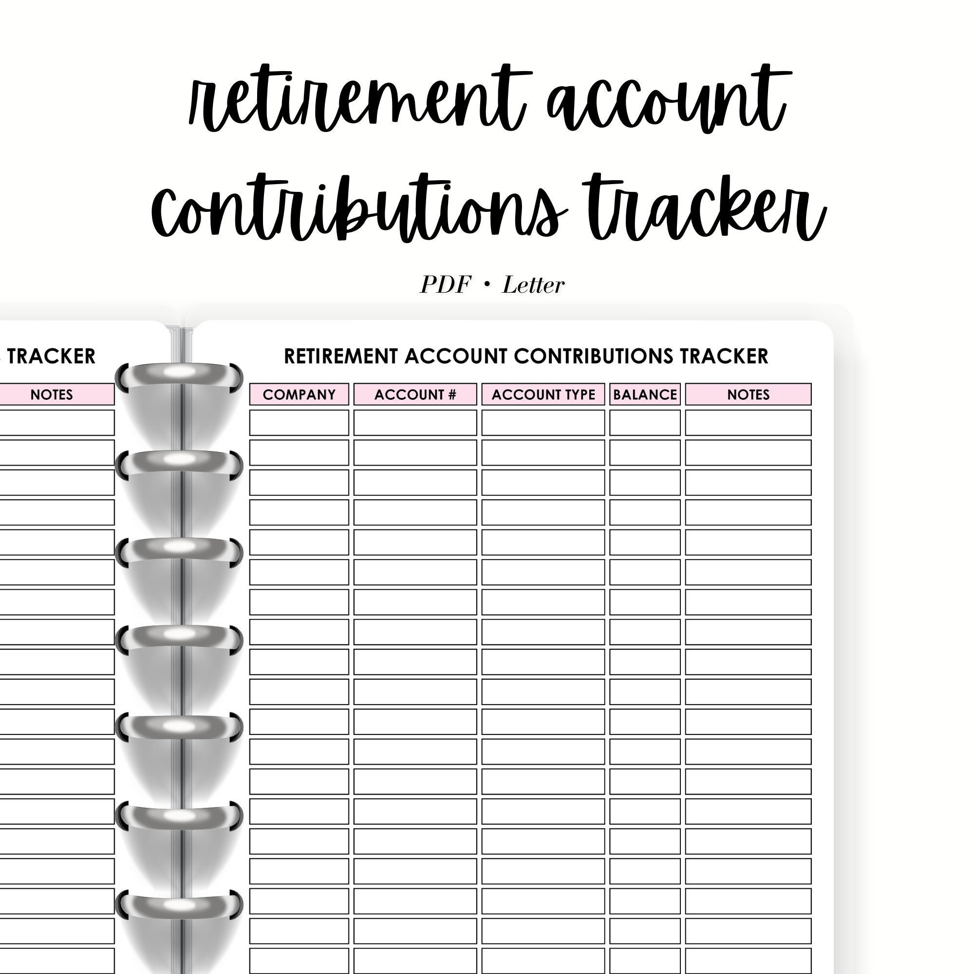 Retirement Funds Tracker Savings Tracker Finance Planner - Etsy