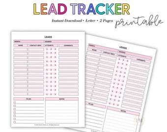 Client Lead Tracker, Real Estate Lead, Call Log, Follow up Printable ...