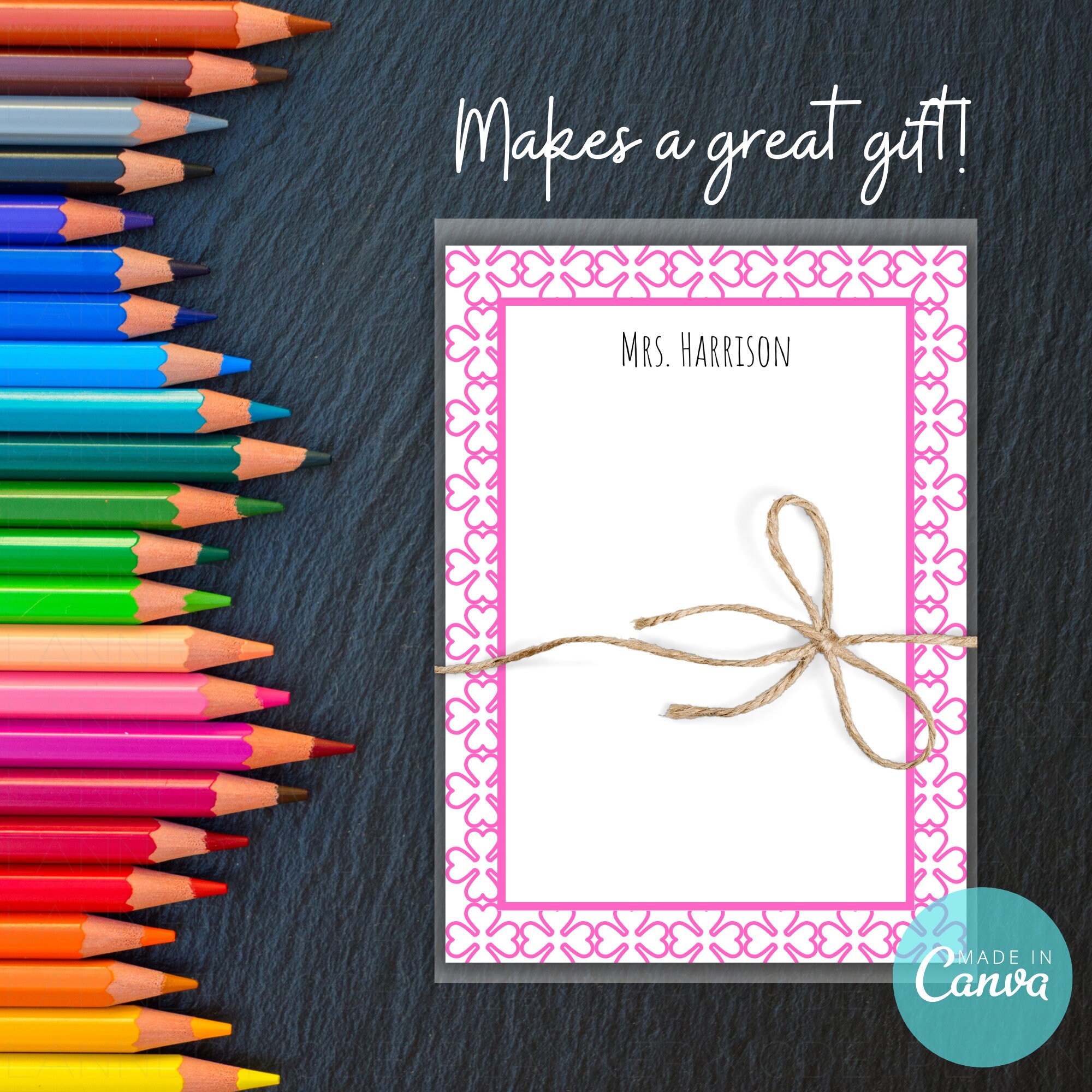 Teacher Editable Notepad Teacher Gift Teacher Notes - Etsy
