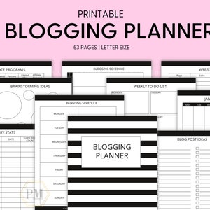 Blogging Planner Printable | Blog Post & Content Planner PDF | Track Ideas, SEO, Schedule and Growth | Instant Download for Bloggers
