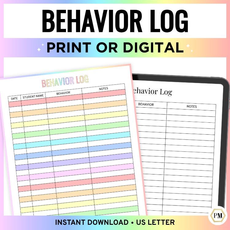 Student Behavior Tracker, Behavior Log, Classroom Behavior Observations ...