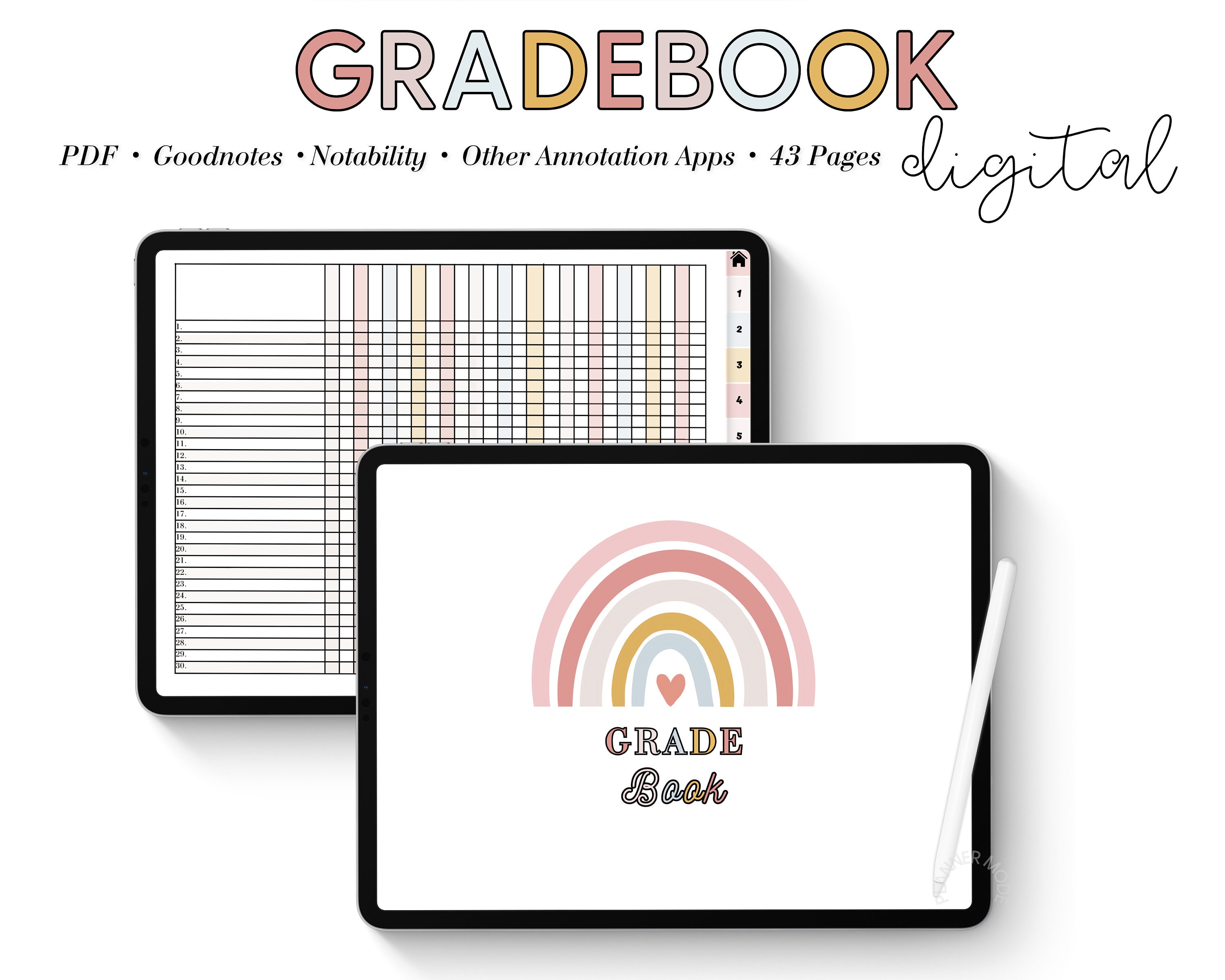 Digital Gradebook, Teacher Grading System, Grade Tracker, Teacher Gradebook, Record Book, Grade Book for Teachers, Homeschool Grades