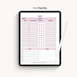 Client Lead Tracker, Real Estate Lead, Call Log, Follow up Printable ...