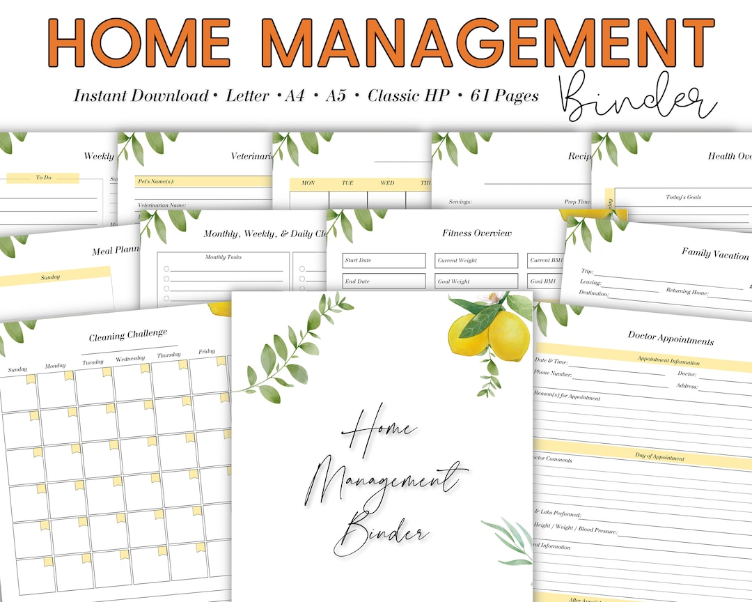 Household Management Binder: Home & Life Organizer (printable) - Etsy