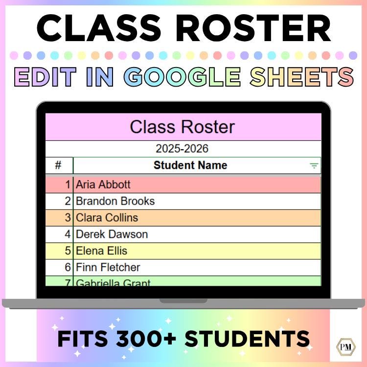 Class Roster Idea For Spring Class Roster Editable, Editable Class List, Digital Student Roster ...