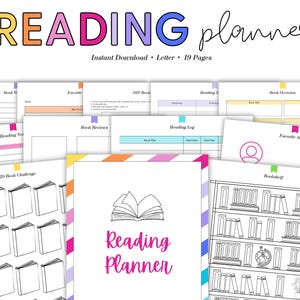 Planner di lettura stampabile / Book Tracker e registro di lettura per amanti dei libri, studenti o obiettivi di biblioteca / Pagine di diario di lettura digitale