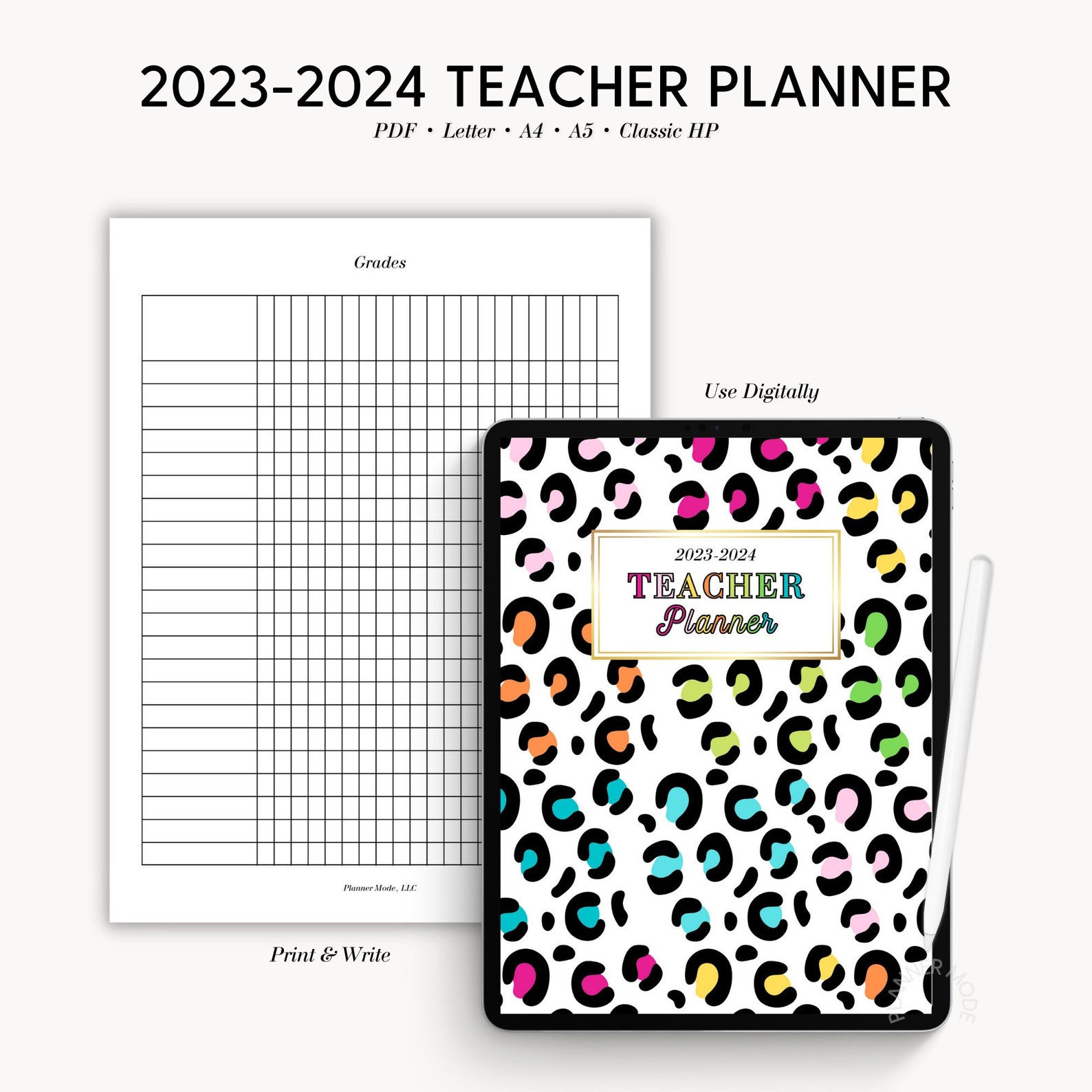 Teacher Planner, 2023 2024 Teacher Planner Printable, Teacher Gradebook