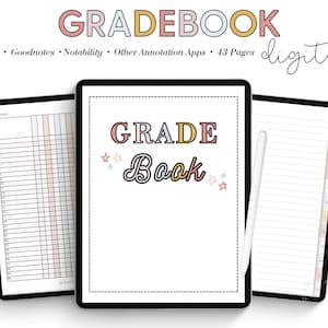 Digital Gradebook for Teachers, Student Grade Tracker, Homeschool Record Keeper, Grade Sheets & PDF, Instant Download