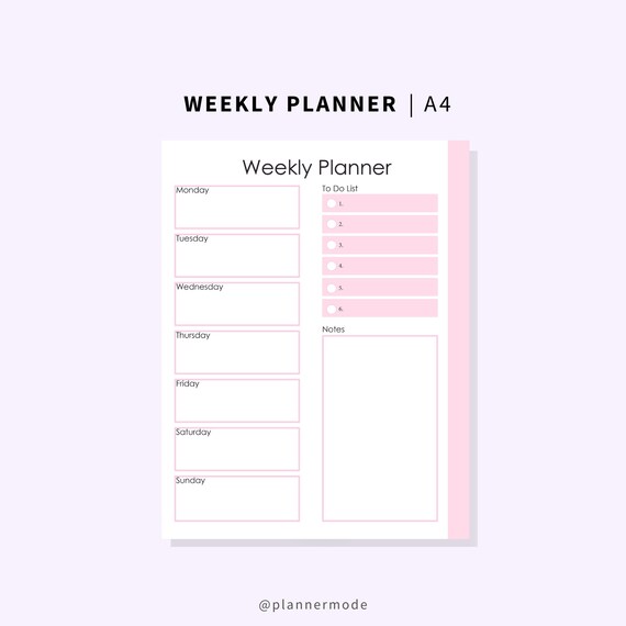 weekly planner weekly planner printable weekly schedule etsy