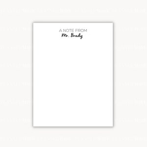 Personalized Notepad, Editable From the Desk of Notepad, Teacher Notepad, Teacher Notes, Teacher Gifts, Canva Template, A Note From | T3