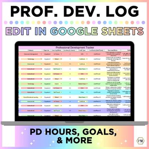 Professional Development Tracker, Editable Continuing Education Google Sheets, Teacher Professional Growth Log, CEU Hours Log