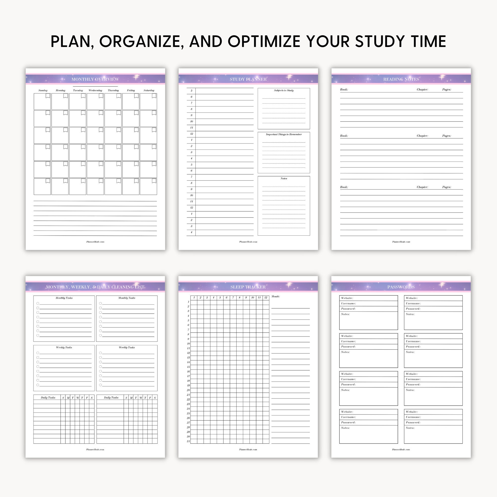 Cute College Student Planner Printable | Academic Organizer PDF ...