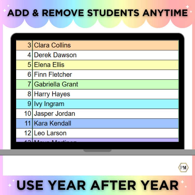 Class Roster Idea For Spring Class Roster Editable, Editable Class List, Digital Student Roster ...