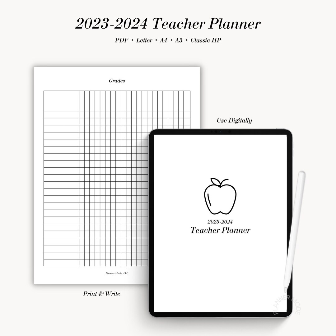 Teacher Planner Teacher Gradebook 2023 2024 Teacher Planner Etsy
