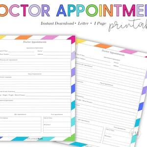 Doctor Appointments, Medical Appointments, Doctor Visit Printable, Physician Visits, Health Care, Medical Binder, Appointment Insert