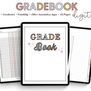Digital Gradebook, Goodnotes Gradebook, Grade Tracker, Teacher Gradebook, Student Grades, Grade Book for Teachers, Homeschool Grades